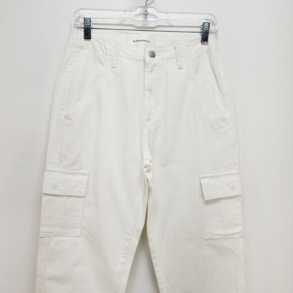 Albina Dotti cargo jeans Womens 2/R White  With Green Back Pockets - Picture 6 of 12